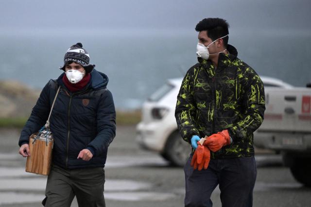 Scientist of the Malbran institute, members of Health Minister of Argentine province of Tierra del Fuego and members of National Park Administration walk towards the forest to place mouse traps near Ushuaia, Argentina on May 18, 2026. A team of biologists began setting mouse traps on May 18, 2026, on the outskirts of Ushuaia as part of a sampling effort to rule out the presence of hantavirus in that southern Argentine city, AFP observed. (Photo by JUAN MABROMATA / AFP)