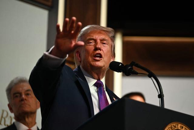 US President Donald Trump takes questions from the press during a healthcare affordability event in the South Court Auditorium of The White House in Washington, DC, on May 18, 2026. (Photo by Kent NISHIMURA / AFP)