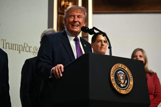 US President Donald Trump answers questions from the press during a healthcare affordability event in the South Court Auditorium of The White House in Washington, DC, on May 18, 2026. (Photo by Kent NISHIMURA / AFP)
