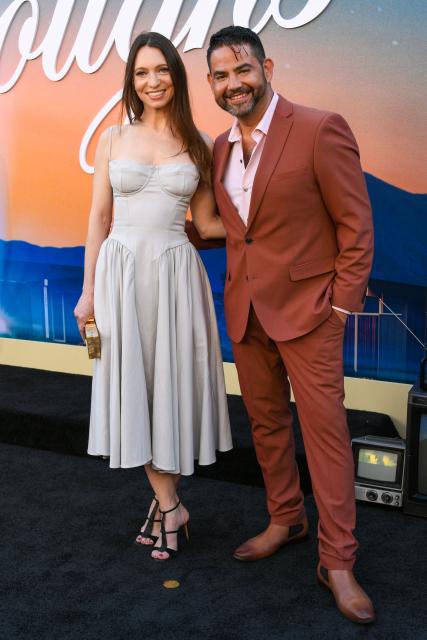US-Colombian actor Juan Gabriel Pareja (R) and guest attend the premiere of Netflix's "The Boroughs" at the Egyptian theatre in Hollywood, California, on May 18, 2026. (Photo by Unique Nicole / AFP)