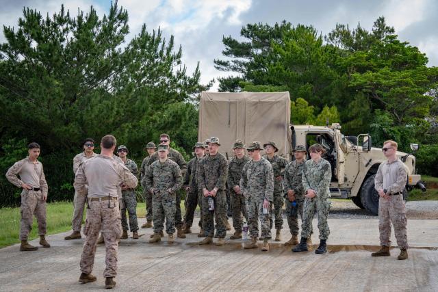 US Marines take part in a drone operator training course at the Camp Schwab in Nago, Okinawa prefecture on May 20, 2026. (Photo by Yuichi YAMAZAKI / AFP)