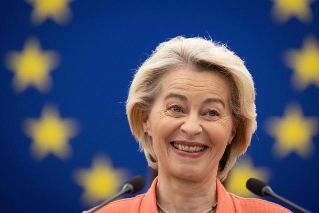 European Commission President Ursula von der Leyen delivers a speech during a plenary session at the Strasbourg European Parliament, in Strasbourg, northeastern France, on May 20, 2026. (Photo by SEBASTIEN BOZON / AFP)