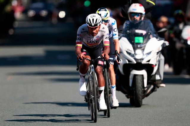 UAE Team Emirates - XRG Ecuadorian rider Jhonatan Narvaez rides in a breakaway during the 11th stage of the Giro d'Italia 2026 - Tour of Italy cycling race between Porcari and Chiavari, Italy, on May 20, 2026. (Photo by Luca Bettini / AFP)