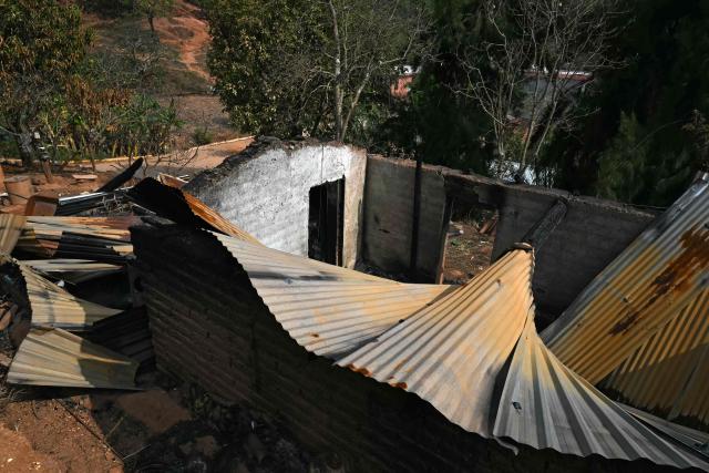 View of rubble at a home after a drone attack allegedly by Los Ardillos cartel in Tula, Guerrero state, Mexico, on May 19, 2026. (Photo by YURI CORTEZ / AFP)