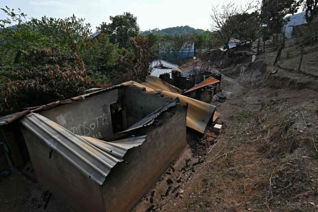 View of rubble at a home after a drone attack allegedly by Los Ardillos cartel in Tula, Guerrero state, Mexico, on May 19, 2026. (Photo by YURI CORTEZ / AFP)