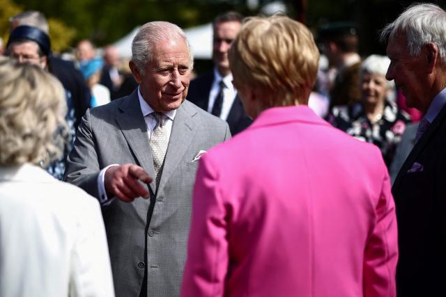 Britain's King Charles III attends a garden party at Hillsborough Castle in Hillsborough, Northern Ireland on May 20, 2026, on the second day of a three-day royal visit to Northern Ireland. (Photo by Henry NICHOLLS / POOL / AFP)