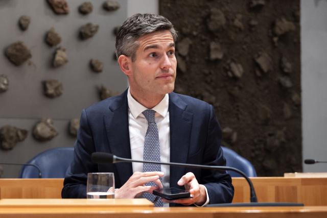 Dutch Minister of Foreign Affairs Tom Berendsen reacts prior to a debate in the House of Representatives on the national security strategy of the United States, in The Hague on May 20, 2026. (Photo by Jeroen Jumelet / ANP / AFP) / Netherlands OUT