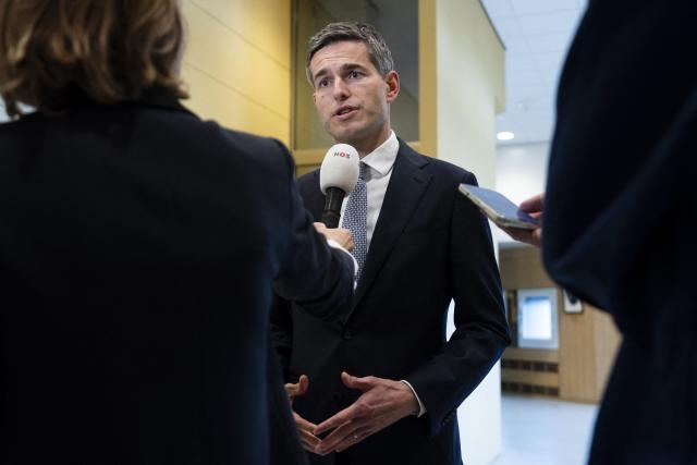 Dutch Minister of Foreign Affairs Tom Berendsen speaks to the press prior to a debate in the House of Representatives on the national security strategy of the United States, in The Hague on May 20, 2026. (Photo by Jeroen Jumelet / ANP / AFP) / Netherlands OUT