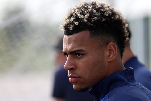 Paris Saint-Germain's French midfielder #14 Desire Doue leaves after a training session ahead of their upcoming UEFA Champions League final match against English football club Arsenal FC at the PSG Campus in Poissy, north-west of Paris on May 20, 2026. (Photo by FRANCK FIFE / AFP)