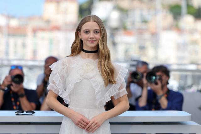 British actress Evie Templeton poses during a photocall of the film "Victorian Psycho" at the 79th edition of the Cannes Film Festival in Cannes, southern France on May 21, 2026. (Photo by Thibaud MORITZ / AFP)
