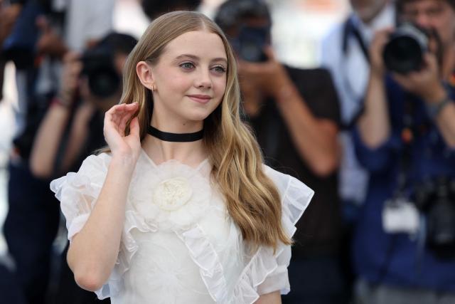 British actress Evie Templeton poses during a photocall of the film "Victorian Psycho" at the 79th edition of the Cannes Film Festival in Cannes, southern France on May 21, 2026. (Photo by Thibaud MORITZ / AFP)