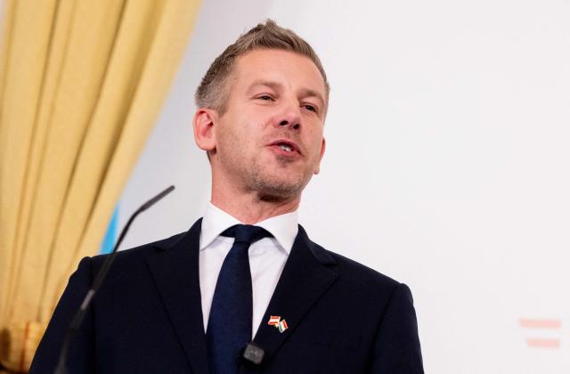 Hungarian Prime Minister Peter Magyar addresses a press conference with the Austrian Chancellor in Vienna, Austria, on May 21, 2026. (Photo by Joe Klamar / AFP)