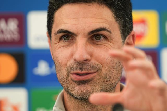 Arsenal's Spanish manager Mikel Arteta takes part in a press conference at London Colney, north of London, on May 21, 2026, as part of a media day ahead of their UEFA Champions League final football match against Paris Saint-Germain on May 30. (Photo by CARLOS JASSO / AFP)