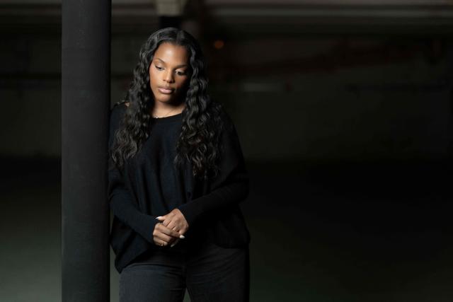 Belgian singer and songwriter Eleonore Aziza known as Mentissa poses during a photo session in Paris on May 20, 2026. (Photo by Joel Saget / AFP)