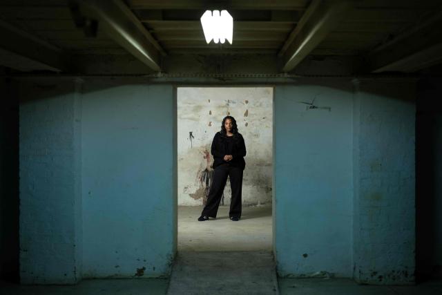 Belgian singer and songwriter Eleonore Aziza known as Mentissa poses during a photo session in Paris on May 20, 2026. (Photo by Joel Saget / AFP)