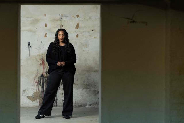 Belgian singer and songwriter Eleonore Aziza known as Mentissa poses during a photo session in Paris on May 20, 2026. (Photo by Joel Saget / AFP)
