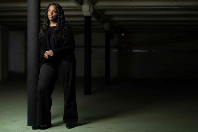 Belgian singer and songwriter Eleonore Aziza known as Mentissa poses during a photo session in Paris on May 20, 2026. (Photo by Joel Saget / AFP)