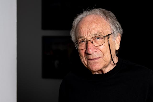 French artist Ernest Pignon-Ernest poses during the press visit of his exhibition at the Ziem museum in Martigues, near Marseille, on May 21, 2026. (Photo by MIGUEL MEDINA / AFP)