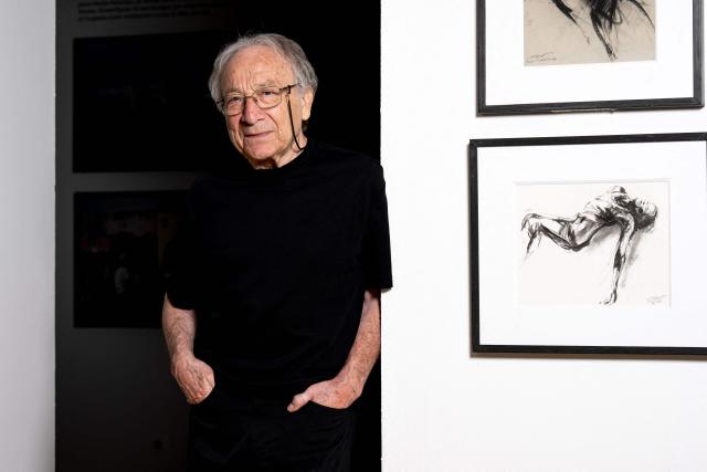 French artist Ernest Pignon-Ernest poses during the press visit of his exhibition at the Ziem museum in Martigues, near Marseille, on May 21, 2026. (Photo by MIGUEL MEDINA / AFP)
