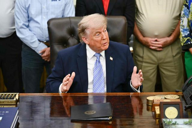 US President Donald Trump speaks during an announcement with Environmental Protection Agency (EPA) Administrator Lee Zeldin in the Oval Office of the White House in Washington, DC on May 21, 2026. (Photo by Kent NISHIMURA / AFP)