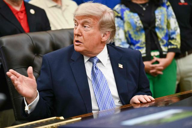 US President Donald Trump speaks during an announcement with Environmental Protection Agency (EPA) Administrator Lee Zeldin in the Oval Office of the White House in Washington, DC on May 21, 2026. (Photo by Kent NISHIMURA / AFP)
