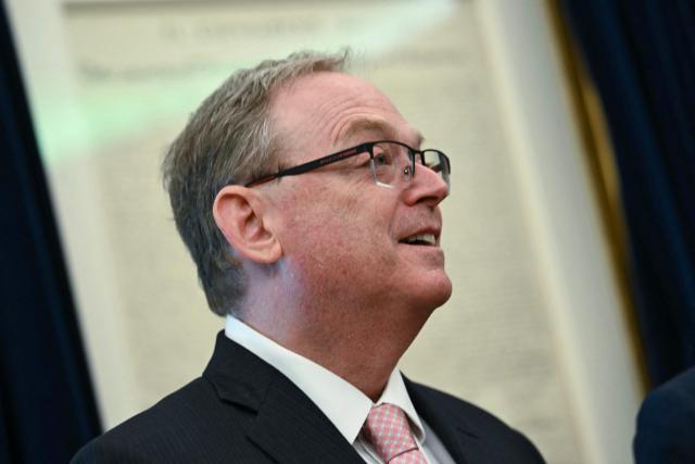 Director of the National Economic Council Kevin Hassett speaks during an announcement with US President Donald Trump and Environmental Protection Agency (EPA) Administrator Lee Zeldin in the Oval Office of the White House in Washington, DC on May 21, 2026. (Photo by Kent NISHIMURA / AFP)