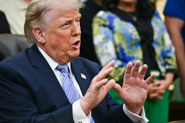 US President Donald Trump speaks during an announcement with Environmental Protection Agency (EPA) Administrator Lee Zeldin in the Oval Office of the White House in Washington, DC on May 21, 2026. (Photo by Kent NISHIMURA / AFP)