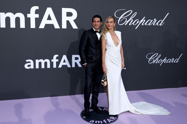 Benjamin Larretch and Czech model Petra Nemcova attend the annual American Foundation for AIDS Research amfAR Gala Cannes 2026 at the Hotel du Cap-Eden-Roc in Cap d'Antibes, southern France, on the sidelines of the 79th edition of the Cannes Film Festival on May 21, 2026. (Photo by Thibaud MORITZ / AFP)