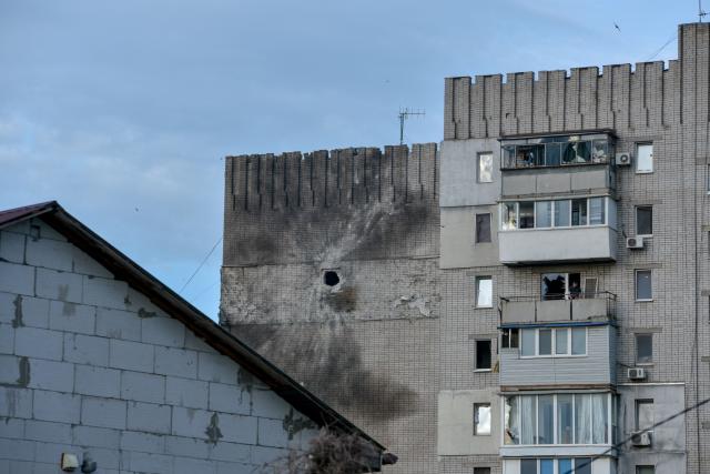 This photograph shows a damaged residential building following an air attack in Dnipro on May 21, 2026, amid the Russian invasion of Ukraine. (Photo by Mykola SYNELNYKOV / AFP)