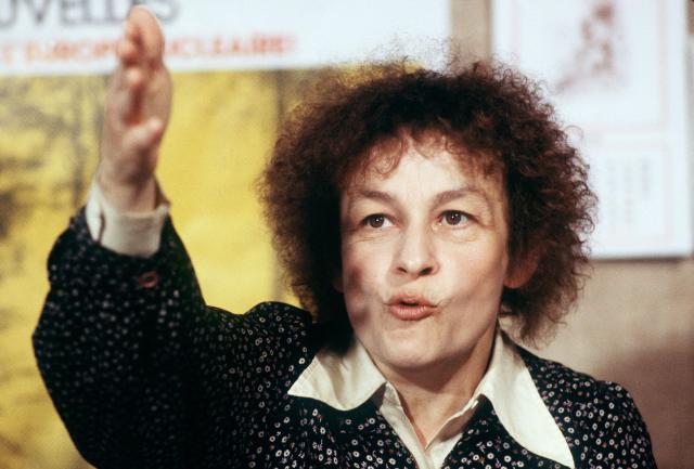 (FILES) Huguette Bouchardeau, then national secretary of the Unified Socialist Party (PSU) reacts during a press conference amid the 1979 European elections, in Paris on May 25, 1979. On May 21, 2026, the French Socialist Party (PS) announced the death at age 90 of the former Minister of Environment (who served from 1984 to 1986), which occurred on May 18, 2026. (Photo by GABRIEL DUVAL / AFP)
