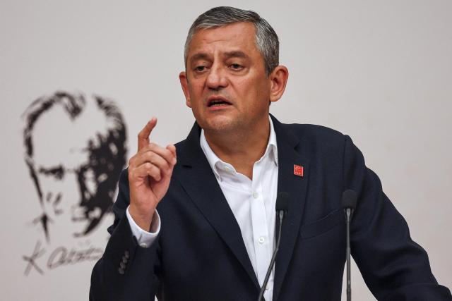 Ozgur Ozel, Leader of Republican People's Party (CHP), addresses a press conference at the party headquarters on the sidelines of a protest against allegations of vote buying at the CHP congress in November 2023, in Ankara, on May 21, 2026. An Ankara court on May 21 annulled the 2023 leadership election of Turkey's main opposition CHP party, state news agency Anadolu reported, in a sharp escalation against the country's embattled opposition. The ruling overturns the result of the leadership election that brought in current party head Ozgur Ozel -- and ordered that the party's former longterm chair, Kemal Kilicdaroglu -- who lost the election to Ozel -- take over as interim leader. (Photo by Adem ALTAN / AFP)