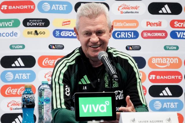 Mexico's head coach Javier Aguirre smiles during a press conference in a hotel in Puebla, Mexico, on May 21, 2026, on the eve of their friendly match against Ghana at the Cuauhtemoc Stadium. (Photo by JOSE CASTANARES / AFP)