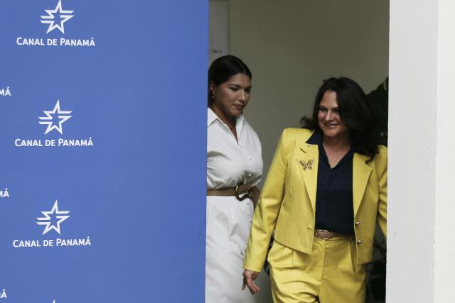 The newly appointed administrator of the Panama Canal Authority, Ilya Espino de Marotta, arrives at a press conference in Panama City on May 21, 2026. Ilya Espino de Marotta, a highly skilled engineer, became on May 21 the first woman to head the Panama Canal Authority in more than a century of operations of the strategic interoceanic waterway. (Photo by AFP)