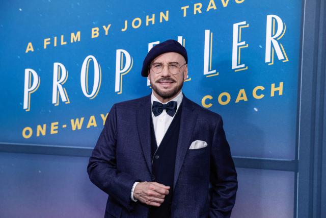 US actor John Travolta attends the New York premiere of Apple TV's "Propeller One-Way Night Coach" at The Museum of Modern Art in New York, on May 21, 2026. (Photo by kena betancur / AFP)