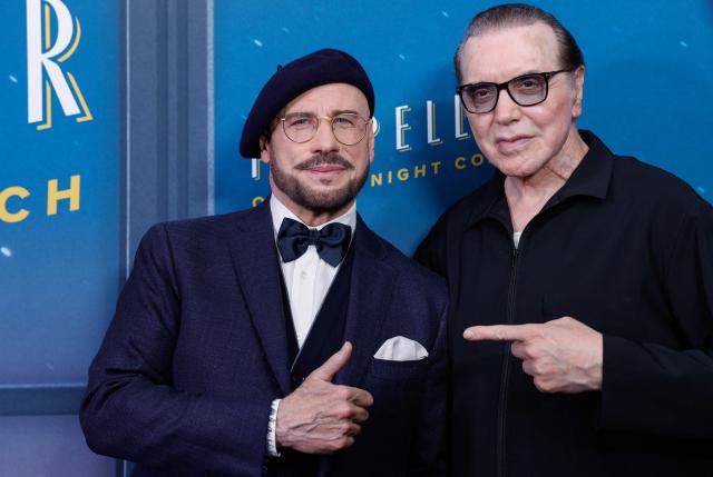 US actors John Travolta (L) and Chazz Palminteri attend the New York premiere of Apple TV's "Propeller One-Way Night Coach" at The Museum of Modern Art in New York, on May 21, 2026. (Photo by kena betancur / AFP)