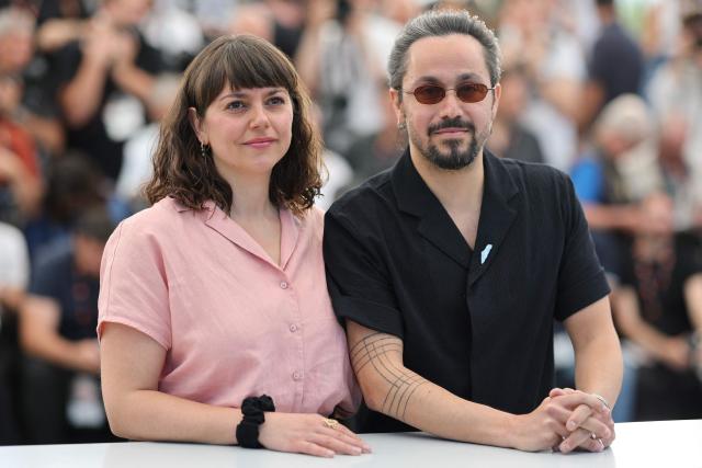 US producer Jennifer Ritter and Palestinian producer Rakan Mayasi pose during a photocall of the film "Yesterday the Eye Didn't Sleep" at the 79th edition of the Cannes Film Festival in Cannes, southern France on May 22, 2026. (Photo by Thibaud MORITZ / AFP)