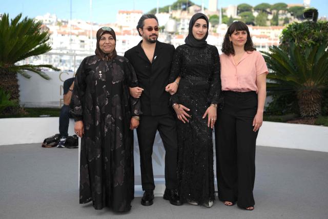 (From L) Actress Kamara Al Mawla, Palestinian producer Rakan Mayasi, Actress Rim Al Mawla and US producer Jennifer Ritter  pose during a photocall of the film "Yesterday the Eye Didn't Sleep" at the 79th edition of the Cannes Film Festival in Cannes, southern France on May 22, 2026. (Photo by Olivier CHASSIGNOLE / AFP)