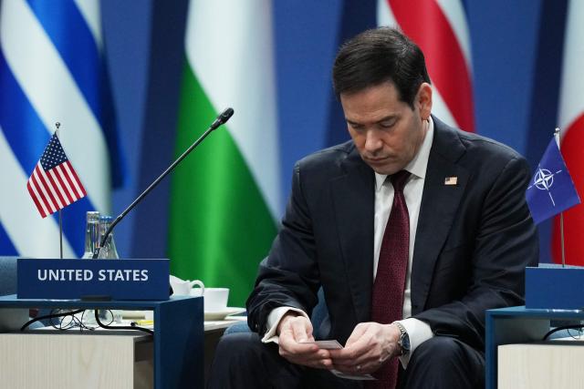 US Secretary of State Marco Rubio attends the NATO Foreign Ministers' meeting in Helsingborg, Sweden, on May 22, 2026. Foreign ministers of the 32 NATO member states gathered in the Swedish city to finalise preparations for the upcoming Ankara Summit. (Photo by Julia Demaree Nikhinson / POOL / AFP)