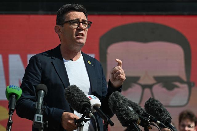 Greater Manchester Mayor Andy Burnham speaks at the launch of his by-election campaign in Ashton-in-Makerfield, west of Manchester in north-west England on May 22, 2026. The Makerfield by-election, expected in mid-June at the earliest, may see Burnham return to the government though he would face a tough fight from the poll-topping Reform UK. (Photo by Paul ELLIS / AFP)