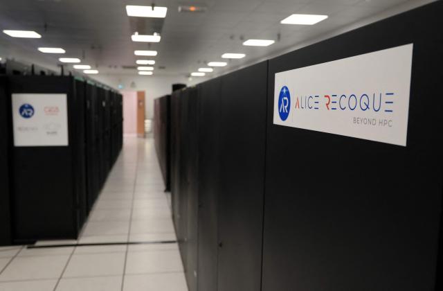 This photograph shows a general view of the 'Alice recoque super calculator site' during a visit by France's President to the European Forum on Computing Power, Quantum Sciences and Technologies, and Semiconductors at the Very Large Computing Centre of the French Alternative Energies and Atomic Energy Commission (CEA) in Bruyeres-le-Châtel, south of Paris on May 22, 2026. (Photo by Ludovic MARIN / POOL / AFP)
