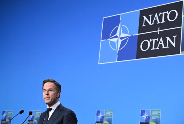 NATO Secretary General Mark Rutte attends a press conference at the NATO Foreign Ministers' meeting in Helsingborg on May 22, 2026. Foreign ministers of the 32 NATO member states gathered in the Swedish city to finalise preparations for the upcoming Ankara Summit. (Photo by Jonathan Nackstrand / AFP)