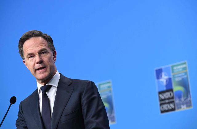 NATO Secretary General Mark Rutte attends a press conference at the NATO Foreign Ministers' meeting in Helsingborg on May 22, 2026. Foreign ministers of the 32 NATO member states gathered in the Swedish city to finalise preparations for the upcoming Ankara Summit. (Photo by Jonathan Nackstrand / AFP)