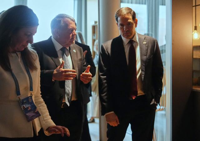 US Secretary of State Marco Rubio (R) talks to Denmark's Minister for Foreign Affairs Lars Rasmussen at the sidelines of the NATO Foreign Ministers' meeting in Helsingborg, Sweden, on May 22, 2026. Foreign ministers of the 32 NATO member states gathered in the Swedish city to finalise preparations for the upcoming Ankara Summit. (Photo by Julia Demaree Nikhinson / POOL / AFP)