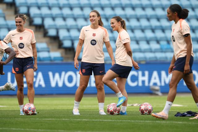 Barcelona's players take part in a training session on the eve of the UEFA Women's Chanmpions League final at the Ullevaal Stadium in Oslo, Norway on May 22, 2026. Barcelona face Olympique Lyonnais (OL) in the UEFA Women's Chanmpions League final in Oslo on May 23, 2026. (Photo by Odd ANDERSEN / AFP)