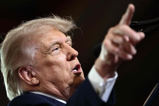 US President Donald Trump delivers a speech about the economy at Rockland Community College Fieldhouse in Suffern, New York, on May 22, 2026. Trump is the first sitting president to visit the northern New York City suburbs since Gerald Ford in 1976. (Photo by Brendan SMIALOWSKI / AFP)
