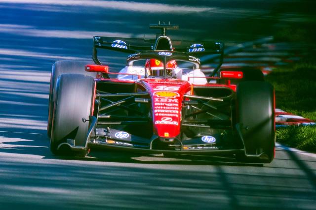 Ferrari's Monegasque driver Charles Leclerc races during the qualifying session for the Sprint race for the 2026 Canada Formula One Grand Prix at Circuit Gilles-Villeneuve in Montreal, Quebec on May 22, 2026. (Photo by Geoff Robins / AFP)