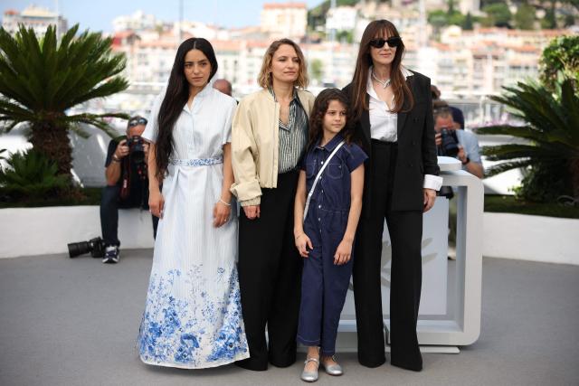 (From L) French actress Hafsia Herzi, French screenwriter Lea Mysius, French actress Tawba El Gharchi and Italian actress Monica Bellucci pose during a photocall of the film "Histoires de la nuit" (The Birthday Party) at the 79th edition of the Cannes Film Festival in Cannes, southern France on May 23, 2026. (Photo by Valery HACHE / AFP)