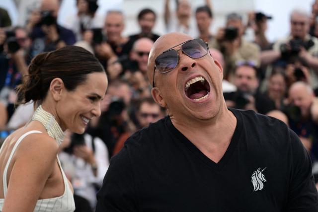 (FILES) US actress Jordana Brewster (L) and US actor and filmmaker Vin Diesel pose during a photocall of the film "The Fast and the Furious" at the 79th edition of the Cannes Film Festival in Cannes, southern France on May 13, 2026.  (Photo by Olivier CHASSIGNOLE / AFP)