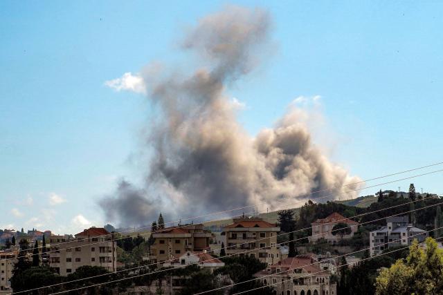 Smoke rises following Israeli bombardment on the village of Jibshit in southern Lebanon on May 23, 2026. Israel staged fresh airstrikes in Lebanon on May 23 after earlier raids killed 10 people, according to media and the government in Beirut, targeting an area near the Syrian border. (Photo by Abbas Fakih / AFP)