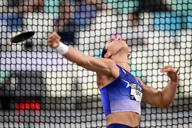 US's Valarie Sion competes in the women’s discus throw final event during the Xiamen Diamond League athletics meeting at Egret Stadium in Xiamen, in China’s eastern Fujian province on May 23, 2026. (Photo by Jade GAO / AFP)